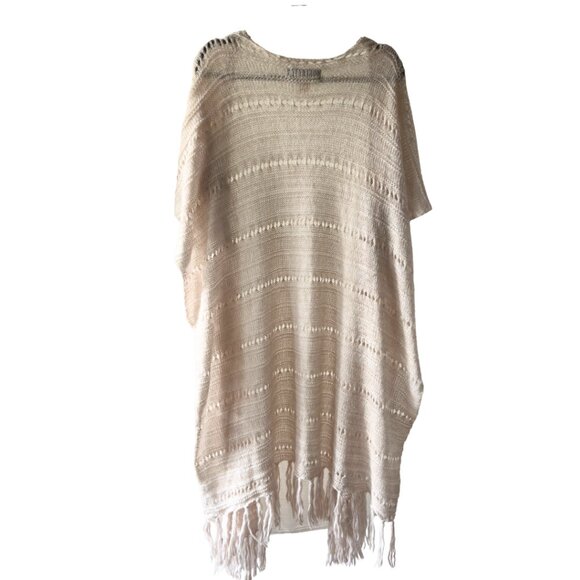 Free People Lightweight Blanket Wrap Boho Open Knit Tassel Shawl One Size - Picture 3 of 11